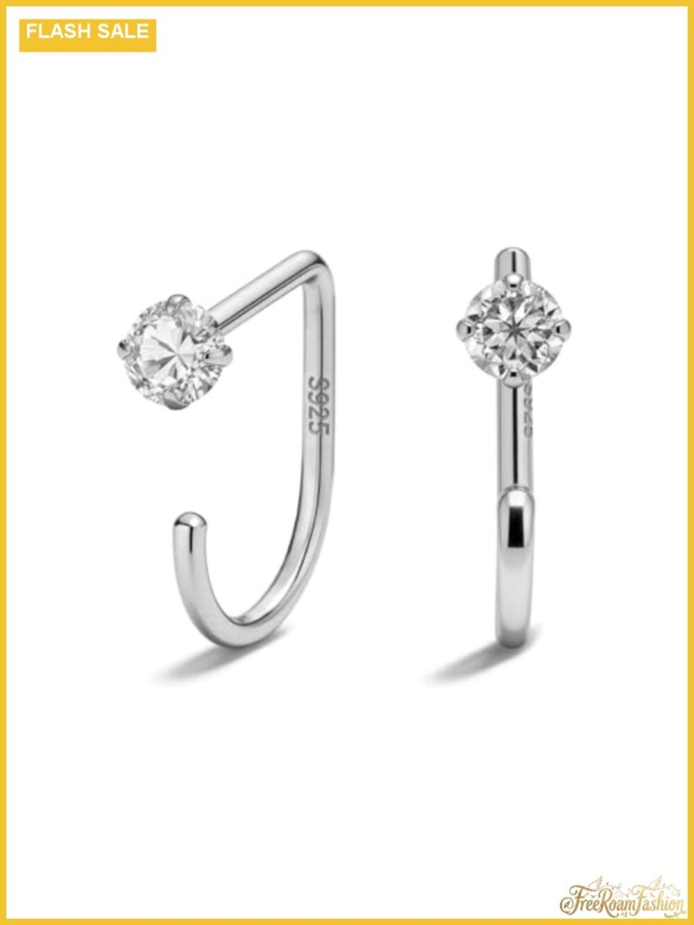 925 Sterling Silver 14K Gold Plated Huggie Half Hoop Earrings